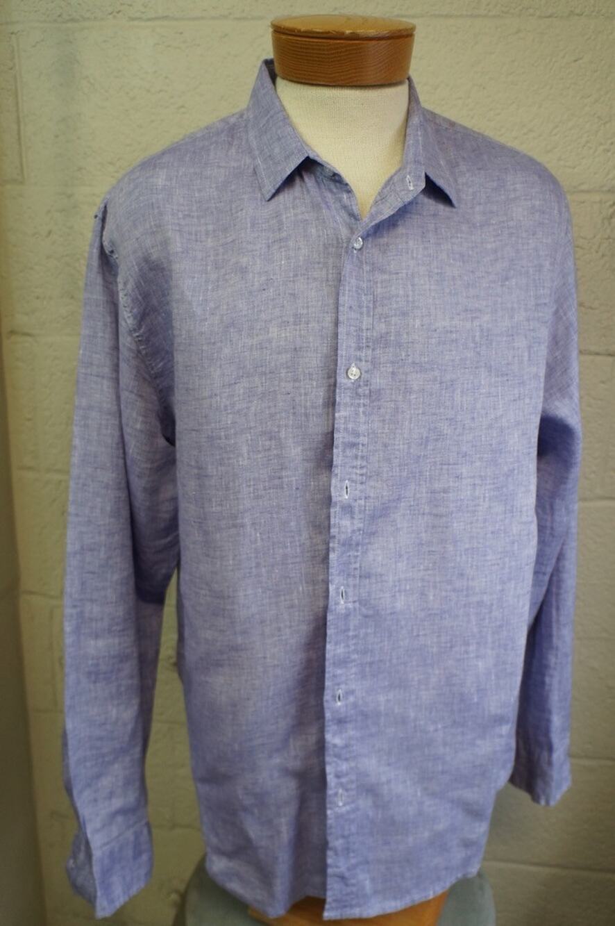 Frank & Eileen Paul Sz XXL Lavender Blue Italian Classic Linen Button Up Shirt